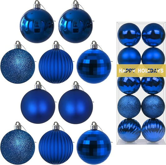 Royal Blue 3.2" Large Christmas Balls - Christmas Tree Decoration Ornaments Shatterproof Hanging Balls for Birthday Halloween Holiday Wedding Decorations Set of 10pcs