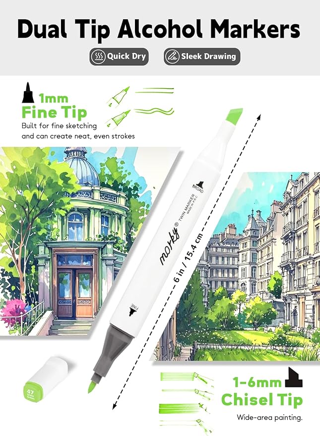 80 Colors Alcohol Markers with Free App, Chisel & Fine Tip Alcohol-Based Marker Set for Adults Kids, Dual Tip Artist Markers for Drawing, Coloring Illustration, Painting and Great Gift Idea