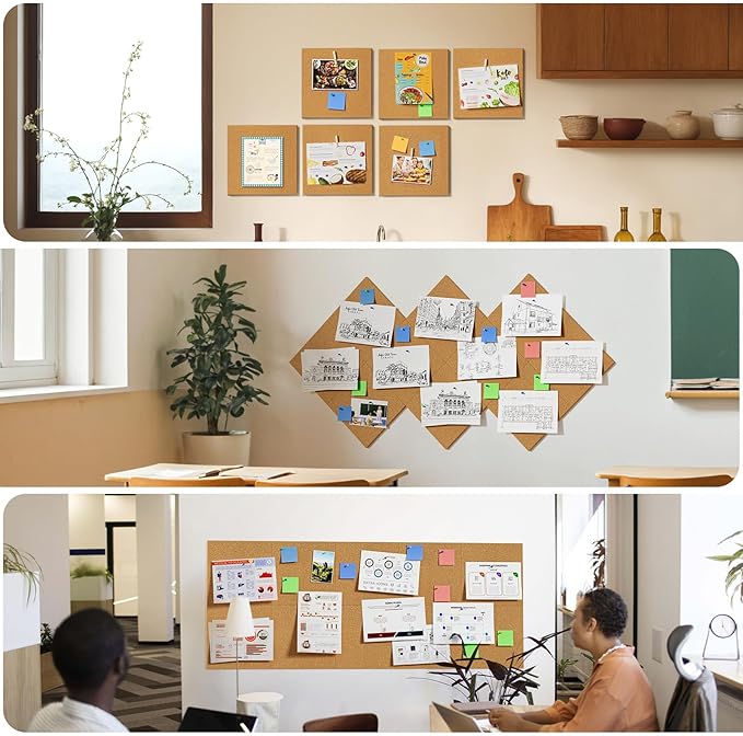 MaxGear 72" x 48" Large Cork Board for Wall, 24 Pack Cork Board Tiles with 40 Pushpins & Safe Removable Adhesive Tabs, 12" x 12" Corkboards for Office, School, Home
