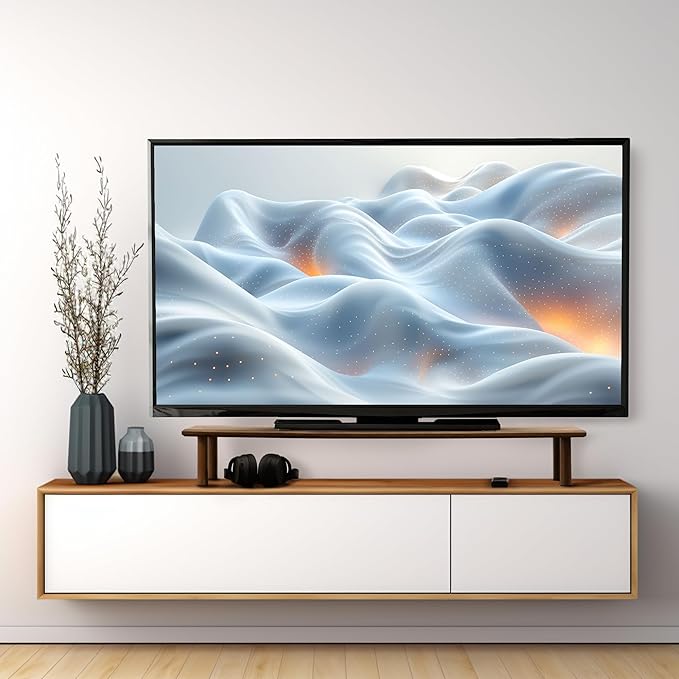 Dual Monitor Stand Riser Acacia Wood, Wooden Desk Monitor Riser for 2 Monitors Supports for Monitor, Printer, Heavy TV Riser up to 130 lbs