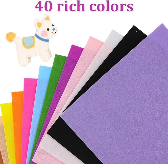120 Pcs 12 x 12 Inch Felt Sheets for Craft Assorted Color Squares Fabric Sheets for DIY Crafts Sewing Patchwork