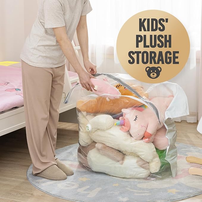 TAILI Vacuum Storage Bags 4 Pack, Extra Large Cube (40x28x18x18 Inch), Supe Jumbo Vacuum Seal Bags for Bedding Comforter, Blanket, Closet Space Saving, Cream