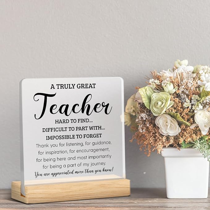 Teacher Appreciation Gifts for Women Teacher Men Birthday Thank You Gifts Ideas for Teachers Office Desk Decor for Home Acrylic Sign Christmas Gift