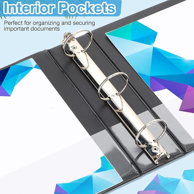 TaoBary 10 Pack 3 Inch Binders 3 Ring Heavy Duty Black Round Rings Bulk 11.6" x 10.4" Presentation Folder View Binder with Pockets Binder for Christmas Office Gifts Supplies Teacher Student Home