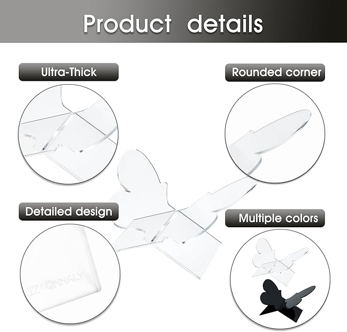 Large Butterfly Clear Acrylic Book Stand - Perfect for Displaying Open Books on Coffee Table - Ideal for Bibles, Cookbooks, Guestbooks, Magazines, Each With a Lucite Paperweight