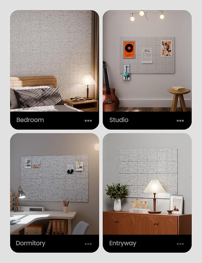 Large Felt Bulletin Board 36" x 24"Cork Board Alternative-6 Pack with 40 Safe Removable Adhesive Tabs, Cork Boards for Walls Cork Board for Home Office Classroom Pin Board-Marble Gray