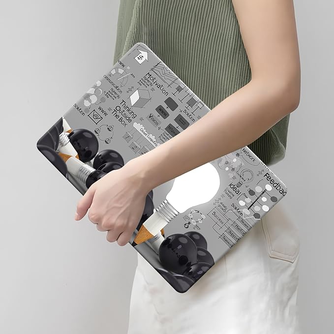 DTangLsm Compatible for 2025 MacBook Air 13 inch Case 2024-2022 M4 M3 M2 A3240 A3113 A2681 with Touch ID, Clear Slim Plastic Hard Shell Case&Keyboard Skin for MacBook Air 13.6 M2 Cover, Creative Bulb