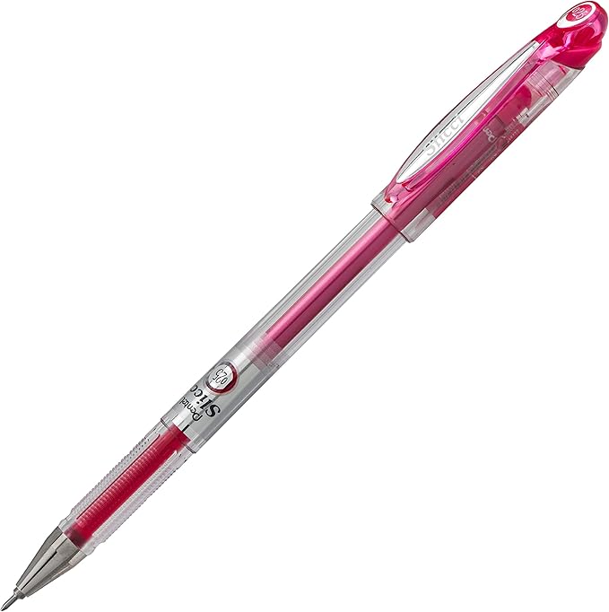 Pentel Arts Slicci 0.25 mm Extra Fine Gel Pen, Pink Ink, Box of 12 (BG202-P1)