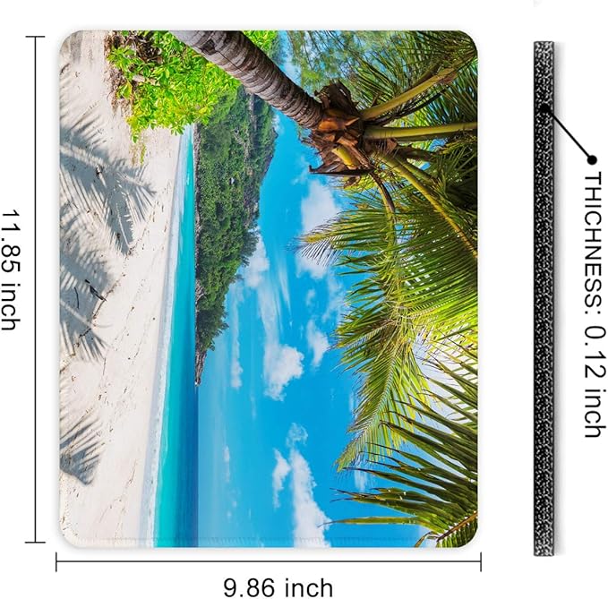 Auhoahsil Mouse Pad, 12 x 10 in Summer Beach Theme Computer Mouse Pad for Desk, Premium-Textured Non-Slip Rubber Stitched Edges Waterproof Square Mouse Mat for Gaming Work Wireless Mice, Blue