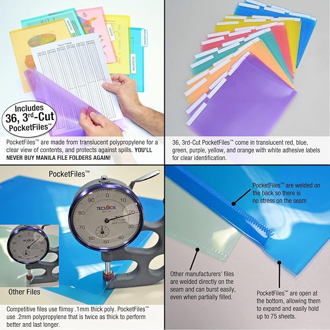 Ultimate Office WalMaster Heavy Duty, 20-Pocket Wall Chart Filing System WITH LABEL HOLDERS for Classroom and Office, Wall File Organizer PLUS 36 PocketFiles, Mounting Hardware & Door Hooks