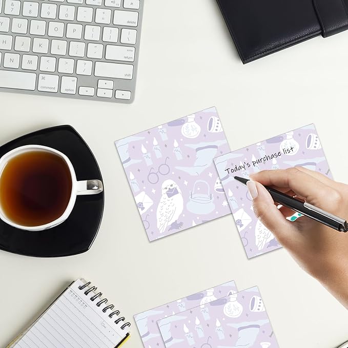 Sticky Notes 3x3 Inches, 2 Pads Cute Colorful Self-Stick Note Pads, Easy to Post for Home, Office and Daily Life Organization Cute Purple Bird