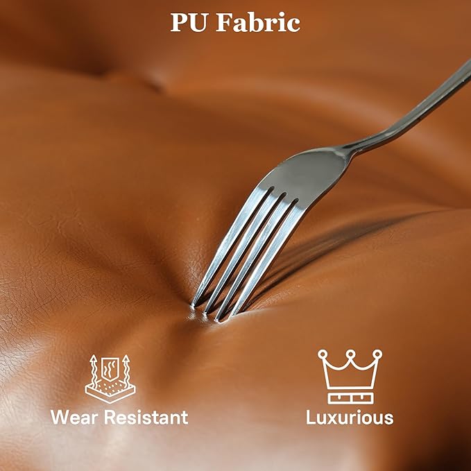 Mid Century Modren Big and Tall Office Chair,Large Ergonomic Executive Chair for Heavy Duty People, Computer Desk Task Chair with Wheels, Faux Lether Fabric Wide Chair for Home Sturdy,Brown(PU)