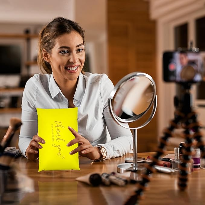 JinRuiKJ Thank You Poly Mailer 6x9 Inch 100 PCS, Shipping Bags for Clothing, Packaging Bags for Small Business, Strong Adhensive, Waterproof and Tear-Resistant Mailing Envelopes, Yellow
