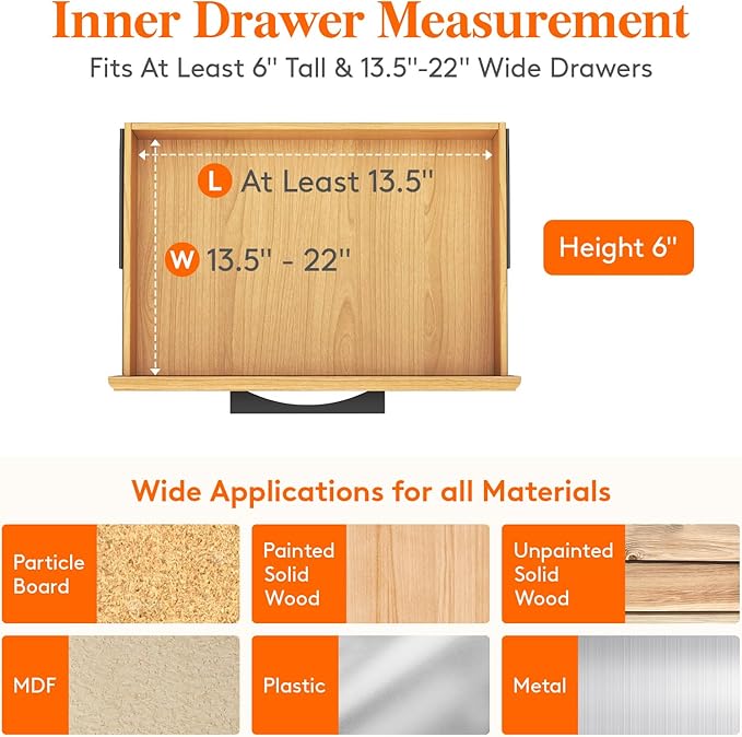 Lifewit 8 Pack Drawer Dividers Plastic 6" High, 13.5-22" Adjustable Drawer Organizers for Clothes, Expandable Dresser Separators in Bedroom/Bathroom/Kitchen/Fridge/Office Organization and Storage