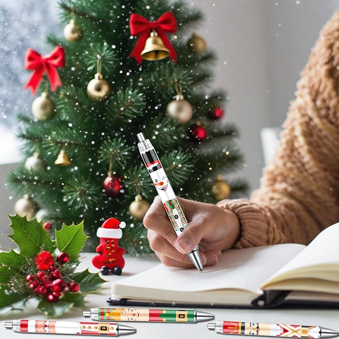 Christmas Characters Ballpoint Pens Gifts - Wxiben 36 Pcs Christmas Pens Set Snowman Nutcracker Santa Retractable Smooth Writing Pen Gift for Women Men Office Classroom Home Students Party School