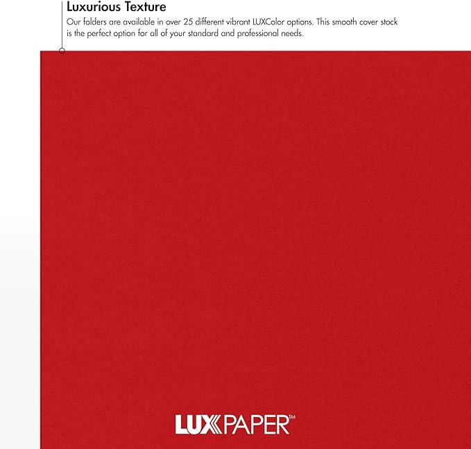 LUXPaper 9" x 12" Presentation Folders | Two Pocket | Ruby Red | 100lb. Cover | 10 Qty