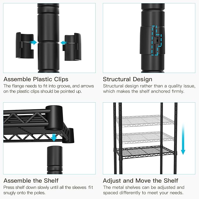 P1 Heavy Duty Garment Rack, 3 Tiers Adjustable Rolling Metal Closet Organizer with Lockable Wheels, FreeStanding Wardrobe with Double Hanger Rods & 1 Pair Hooks, Max Load 450 LBS, Black