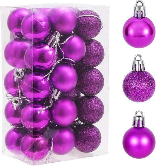 30ct Christmas Ball Ornaments, 2.36" Shatterproof Christmas Tree Decorations, Perfect Hanging Ball for Indoor/Outdoor Holiday Party Decor (Purple)