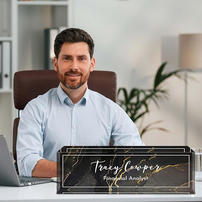 Desk Name Plate Personalized, Custom Name Plate for Desk, Acrylic Desktop Accessories, Office Gift & Decor for Women Men, Teacher Nurse Boss Employee Appreciation Gifts