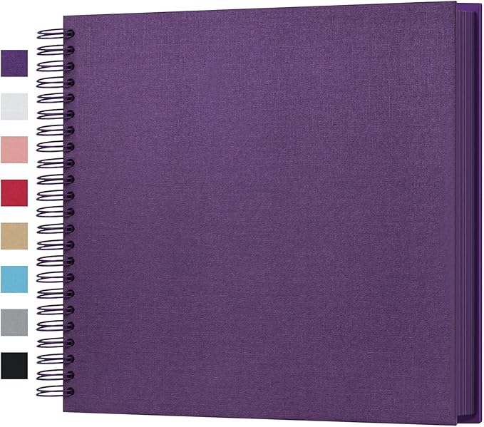 potricher 12 x 12 Inch Large Inch DIY Scrapbook Photo Album 80 Pages Thick Kraft Blank Purple Paper Memory Book for Wedding and Anniversary Family (Purple, 12 Inch)
