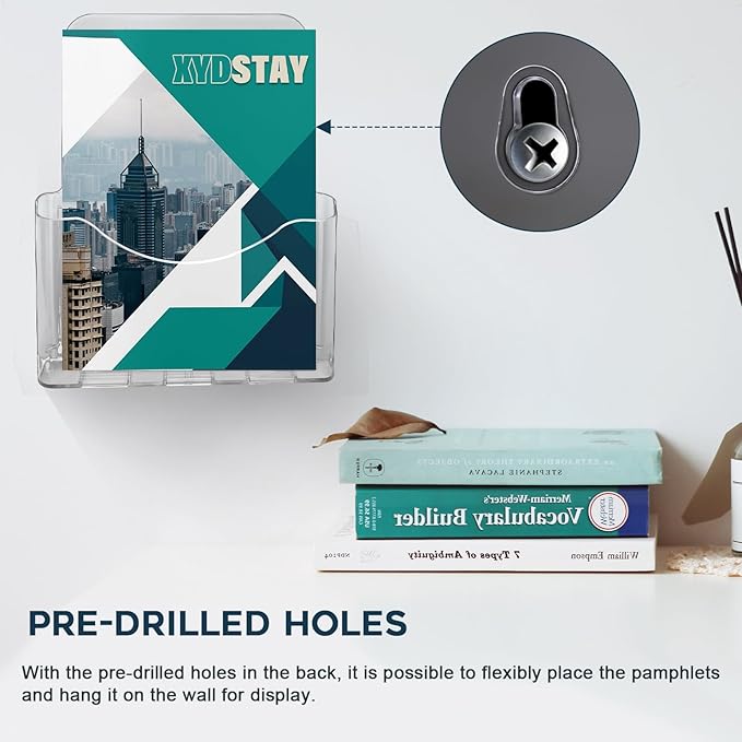 Acrylic Brochure Holder 8.5x11 Inches Slant Back Design, Clear Display Stand, Plastic Table Stand Sign Holder,Pamphlet Holder Flyer Holder, Acrylic Display Stand,for Office, Home, Store, 2 Pack