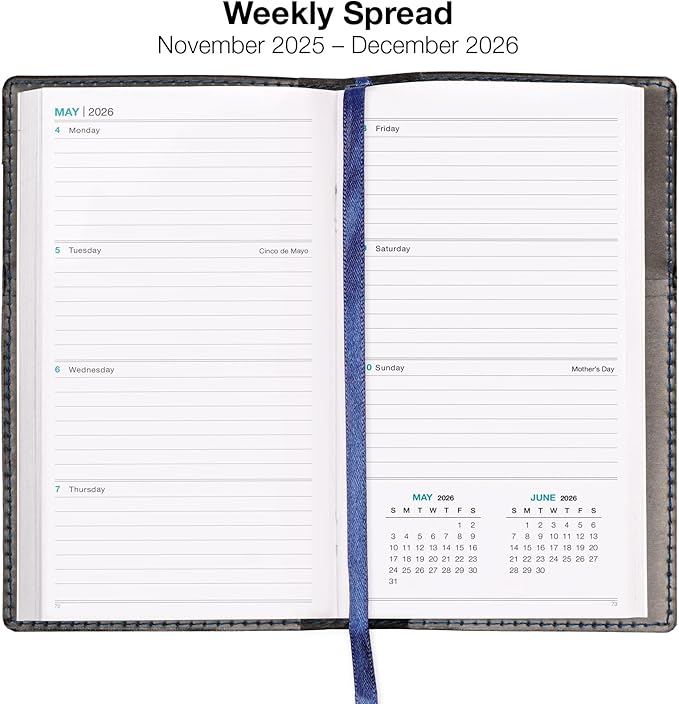 2026 Pocket Planner/Pocket Calendar, 3.5"x6": Includes 14 Months (November 2025 - December 2026) / 2026 Weekly Planner/Weekly Agenda/Monthly Calendar Organizer (Navy)/Black)