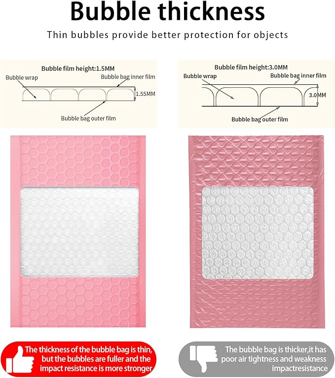 packbabol Bubble Mailers, 6x9 Inch Padded Bubble Mailers Pack of 100 Bubble Envelopes Opaque Self Seal Adhesive Waterproof Bags for Shipping and Packaging (Pink, 6x9-100)