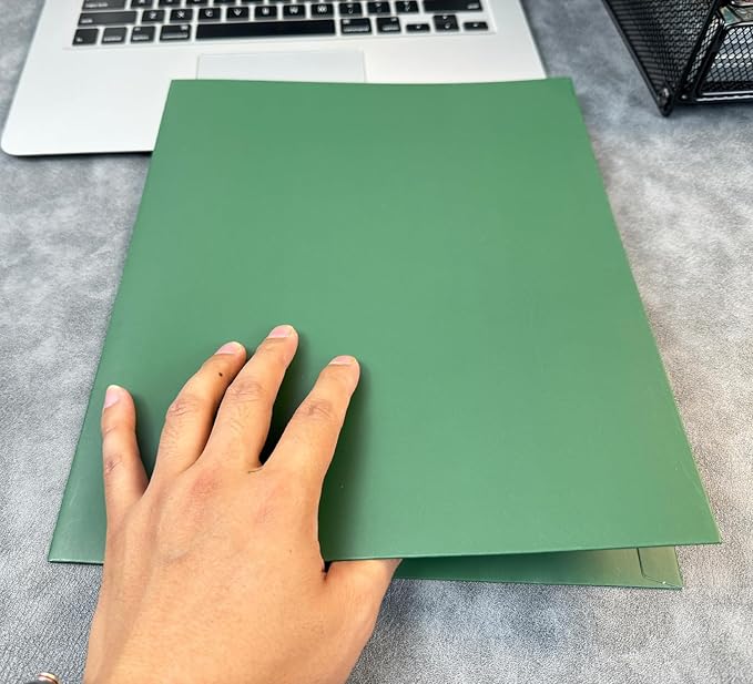 BIBRADAA® 50 Packs Dark Green Pocket Folders,Paper Folder Surface with Waterproofing,Letter Size,Holds 100 Plus Sheets,for School,Office,Business. (50, Dark Green)