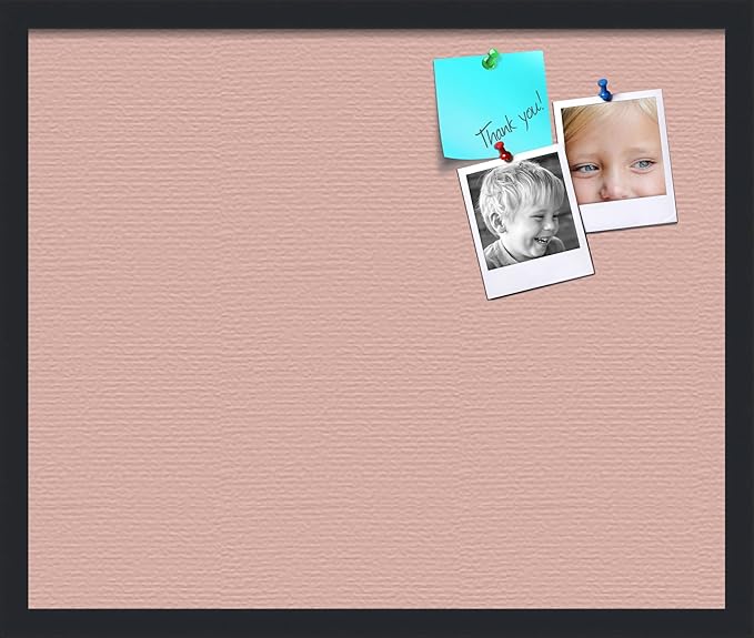 PinPix 24x20 Inch Cork Bulletin Board. This Decorative Framed Pin Board Comes with Pink Pastel Design and a Satin Black Frame. Ideal for Home Office Decor or Message Board (PinPix-1813)