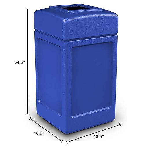 Commercial Zone Products 732104 Square Waste Container,Blue,42 Gallon