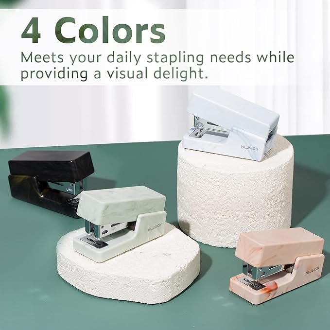Mini Stapler with 830 Staples, Small Cute Desk Staplers, 25 Sheet Capacity, Fluid Green