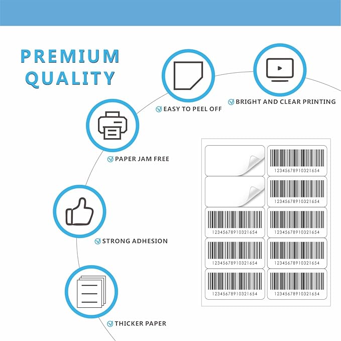 Premium 10 UP 2" x 4" Shipping Labels, 1000 Mailing Labels for Envelopes, Laser/Ink Jet Printer Compatible, White Paper Printable Stickers