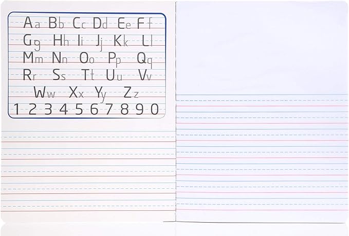 Mintra Primary Composition Notebook, 24 units 6-4 Pack, Assorted Colors, 80 Sheets, 7.5in x 9.75in, 1/2 Sheet, Ruled with Drawing Area, Flexible Hardcover Journal, Grades K-2, School & Home Use