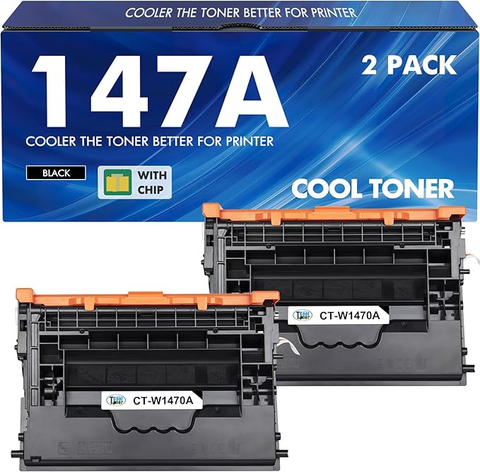 147A Black Toner Cartridge (with Chip) Compatible for HP 147A Toner Cartridge 147X W1470A W1470X for Enterprise M610n M611dn M611x M612dn M612x MFP M634h M635fht M635h M636fh Printer Ink 2-Pack
