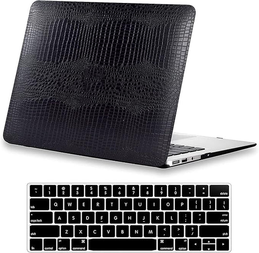 DTangLsm Compatible for MacBook Pro 16 inch Case 2025 2024-2021 M4 M3 M2 M1 A3403 A3186 A2991 A2780 A2485, Crocodile Skin Alligator PU Leather Hard Shell Case for Mac Pro 16 M4 + Keyboard Cover, Black