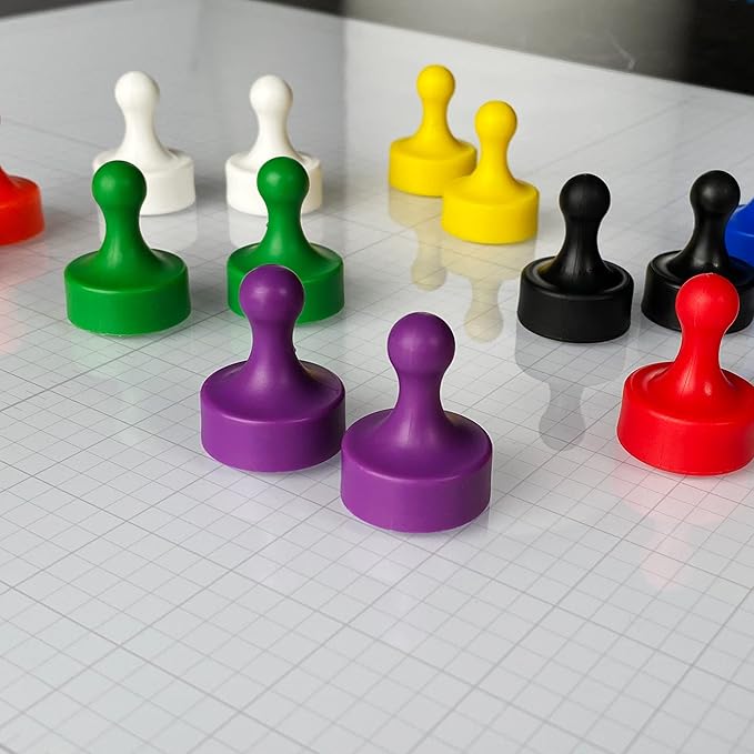 GLASSBOARD STUDIO Powerful Neodymium Magnets, Pawn-Shaped - Strong Fridge/Refrigerator and Whiteboard Magnet, Ideal for Office, Kitchen, Crafts - Rare Earth, Heavy Duty (8, Purple)