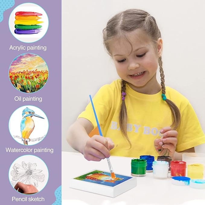 ESRICH Mini Canvases for Painting, Canvas in Bulk 32Pack, 3x3In, 2/5In Profile Small Square Canvas, Blank Canvases are Great for School Projects and Kids Birthday Parties, Home Decor Project.