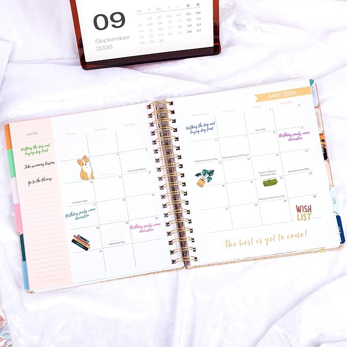 Yoment Hardcover 2026 Planner Academic Weekly and Monthly, 13 Month Planner Dec 2025 - Dec 2026, 8.5" x 10.3" Student for College, Teacher, Daily Agenda Notebook, 3 Sticker Sheets (Sunrise)