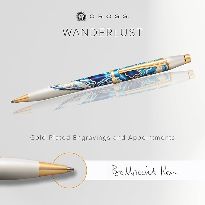Cross Wanderlust Refillable Ballpoint Pen Presented in a Luxury Gift Box - Medium Point, Black Ink,