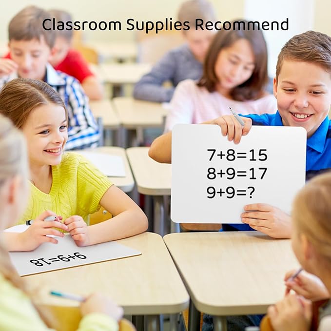 Dry Erase Lapboards 32 Pack, Double-Sided Small White Board for Classroom Student, 9"x12" Portable Dry Erase Board Bulk, Mini Whiteboard with 36 Pens, 36 Erasers & 36 Pen Holders, for Teacher Supplies