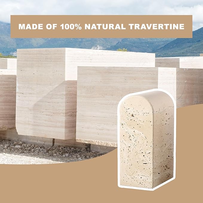 Koville Italian Travertine Bookends for Shelves, Decorative Book Ends, 7lbs Heavy-Duty Marble Book Holders, Bookshelf Apartment Decor for Normal Books/CD/Video Games(Travertino Romano)