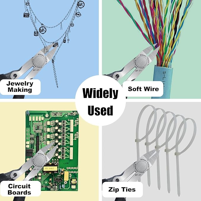 BOENFU 5 inch Precision Flush Cutters Multi-functional Wire Snips, Ideal for Model, Electronics, Sprue Cutting, and All Precision Cutting Tasks