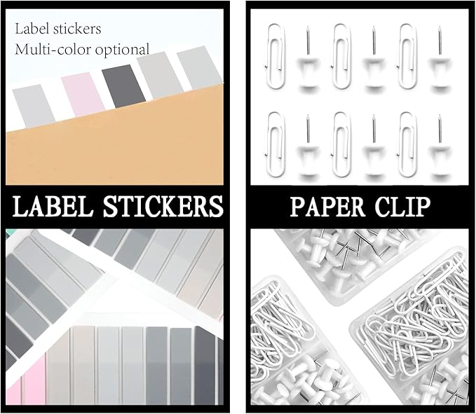 White Office Supplies, UPIHO White Desk Accessories, Stapler and Tape Dispenser Set for Women with Stapler,Tape Dispenser, Staple Remover, Staples,Scissor and Tabs for Students Office Clerks