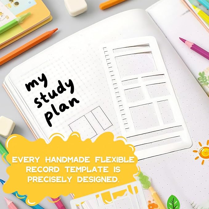 Handmade Flexible Record Template, Planner Stencils Set, Drawing & Lettering Templates for Journaling, Calendar, Scrapbooking & DIY Craft Supplies (Style-A2)
