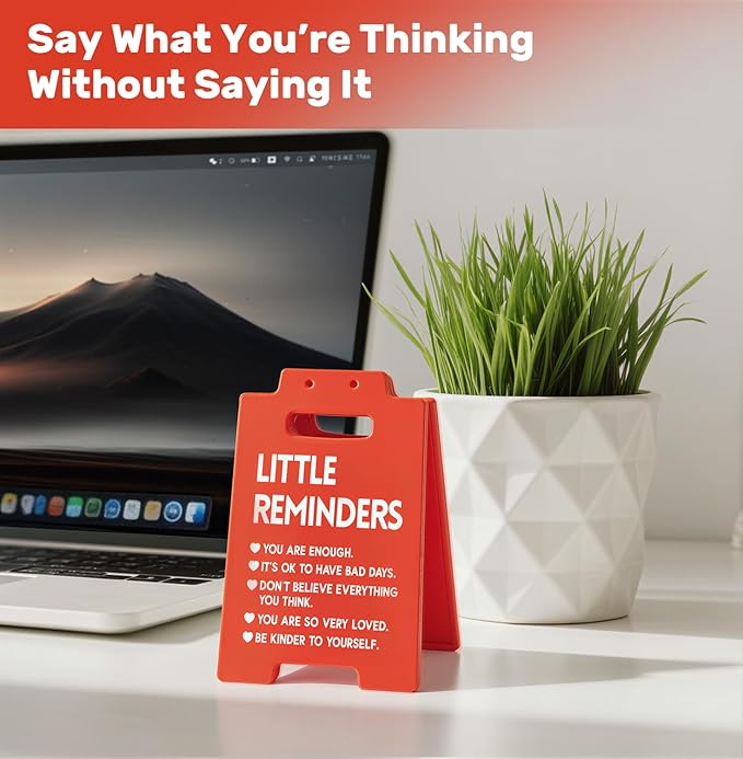 Little Reminders Desk Sign – Funny Office Decor for Work, Daily Affirmation Desk Accessories, Motivational Gift for Coworkers, Teacher Office Decor for Women