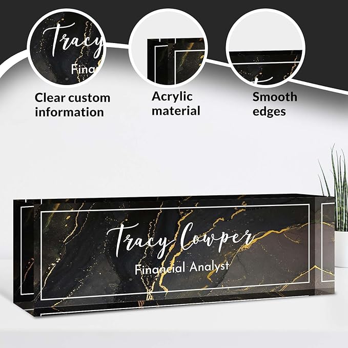 Desk Name Plate Personalized, Custom Name Plate for Desk, Acrylic Desktop Accessories, Office Gift & Decor for Women Men, Teacher Nurse Boss Employee Appreciation Gifts