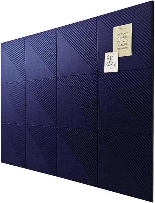 Large Cork Board for Walls 48"x 36", 12 Pack Felt Wall Tiles with Safe Removable Adhesive Tabs, Cork Board for Office,Pinboard Bulletin Board - Dark Blue