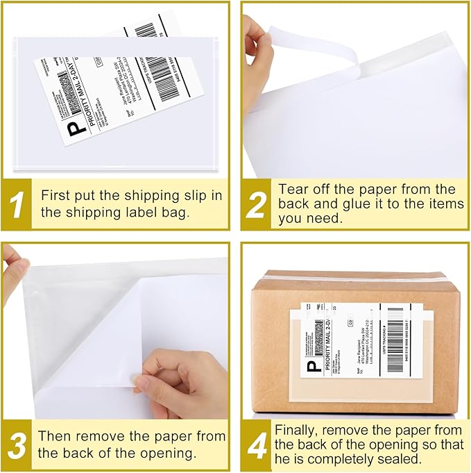 AZUREAL 60PCS Shipping Label Sleeves, 6.7" x 9.8" Packing Slip Pouches, Packing List Envelopes/Shipping Label Envelopes for Mailing, Packing List, Packaging, Protective Documents