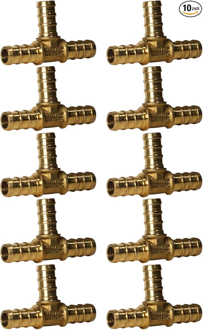10 Pieces XFITTING 3/8" x 3/8" x 3/8" Pex Tee, Pex B Crimp Version 25-5-7=10X (10 Packs)