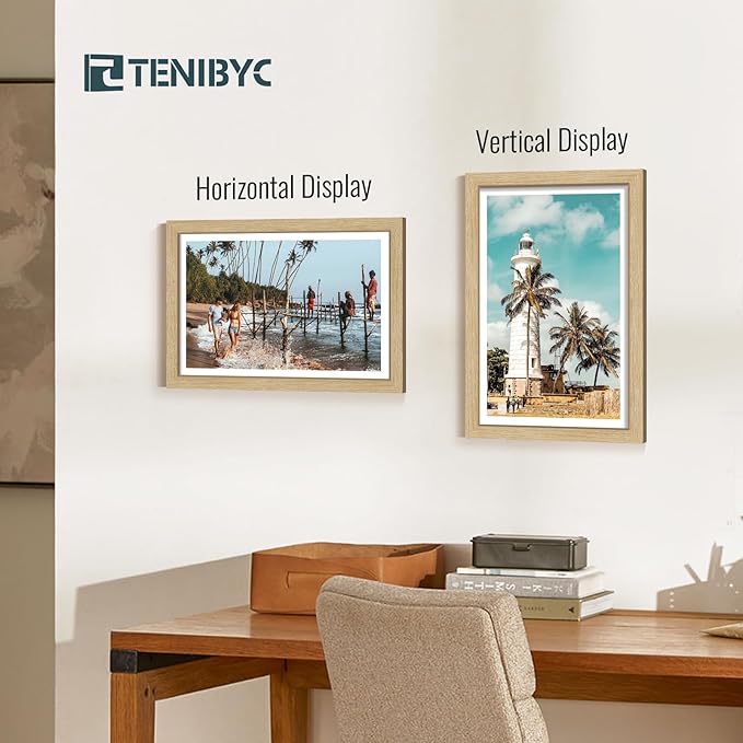 11x17 Picture Frame 3 Pack, Natural Oak Wood Poster Frame, HD Tempered Glass, Wall Hanging